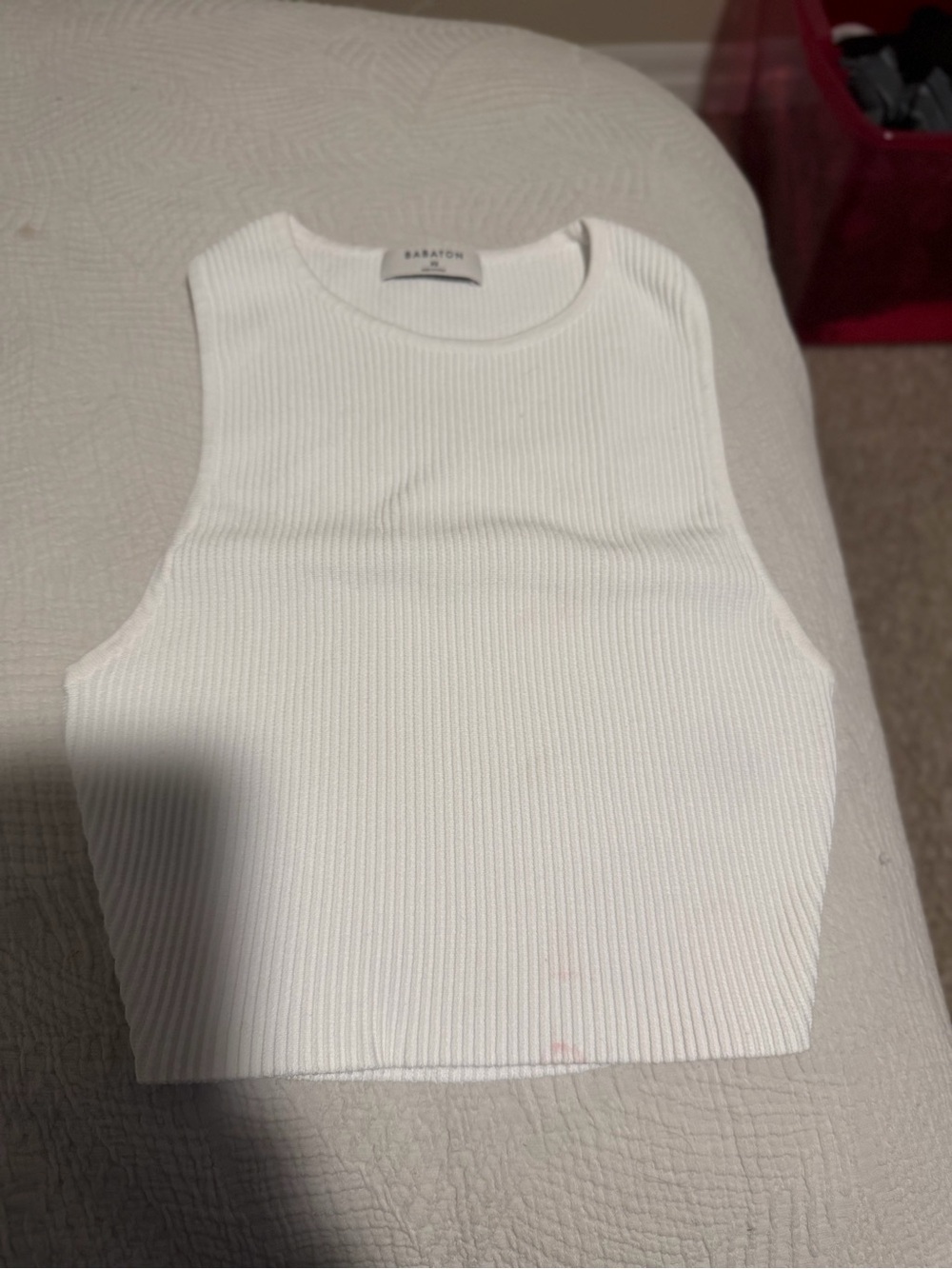Babaton Cream Ribbed Cropped Tank